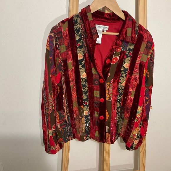 Coldwater Creek Jackets & Blazers - Vintage Coldwater Creek Velvet patchwork jacket size large